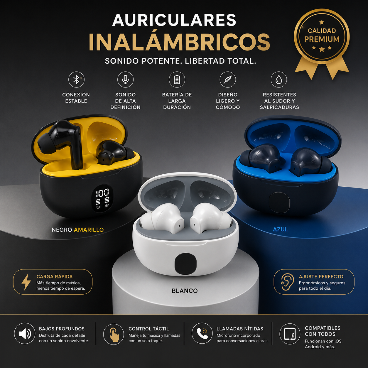 Auriculares Bluetooth Inalámbricos 895B – Sonido Premium y Máxima Comodidad